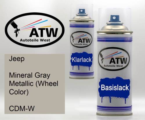 Jeep, Mineral Gray Metallic (Wheel Color), CDM-W: 400ml Sprühdose + 400ml Klarlack - Set, von ATW Autoteile West.